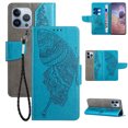 thumbnail image 1 of Nalacover Wallet Case for iPhone 14 Pro Max, Butterfly Embossed Pattern Luxury PU Leather Magnetic Flip Folio Cover with Card Slots Holder Kickstand Wrist Strap Soft Silicone Shockproof Case,Blue, 1 of 9
