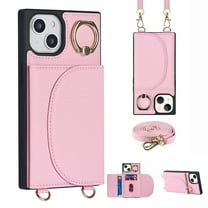 Nalacover Wallet Case for iPhone 14 Pro Max, Detachable Shoulder Strap Crossbody Lanyard Luxury PU Leather Magnetic Cover with Rotated Ring Kickstand Card Slots Holder Slim Fit Shockproof Case,Pink