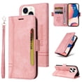 thumbnail image 1 of Nalacover Wallet Case for iPhone 14 Pro, Wrist Hand Strap Premium PU Leather TPU Shockproof Flip Cover with Kickstand Card Slots Holder Magnetic Clasp Case for iPhone 14 Pro, Pink, 1 of 8