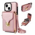 thumbnail image 1 of Nalacover Wallet Case for iPhone 14,with Removable Adjustable Shoulder Strap,PU Leather Back Zipper Pocket Card Holder Stand Purse Shockproof Phone Case for Women Men,Rosegold, 1 of 8