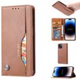 thumbnail image 1 of Nalacover Wallet Case for iPhone 15 with Card Slots Holder Kickstand Flip Cover, Premium PU Leather Magnetic Closure TPU Shockproof Full Protection Case, Brown, 1 of 7