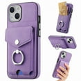 thumbnail image 1 of Nalacover Wallet Case for iPhone 15 Plus, Premium Leather Case with Card Holder, 360°Rotation Ring Kickstand, RFID Blocking Protective Magnetic Back Clsoure Case For iPhone 15 Plus, Purple, 1 of 13