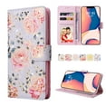 thumbnail image 1 of Nalacover Wallet Case for iPhone 15 Plus Case with Wrist Strap Card Slots Holder, Bling Flower Pattern PU Leather + TPU Full Body Shockproof Kickstand Magnetic Clasp Case, Rose, 1 of 8