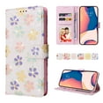 thumbnail image 1 of Nalacover Wallet Case for iPhone 15 Pro Case with Wrist Strap Card Slots Holder, Bling Flower Pattern PU Leather + TPU Full Body Shockproof Kickstand Magnetic Clasp Case, Purple Flower, 1 of 8