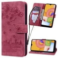 thumbnail image 1 of Nalacover Wallet Case for iPhone 15 Pro Max, Flower Cat Embossed Pattern Magnetic Premium PU Leather Silicone Shockproof Cover with Card Slots Holder Kickstand Flip Case, Red, 1 of 9