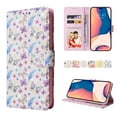 thumbnail image 1 of Nalacover Wallet Case for iPhone 15 Pro Max Wrist Strap Handbag Card Slots Holder Cover, Bling Flower Pattern PU Leather + TPU Full Body Shockproof Kickstand Magnetic Clasp Case, Buttercup, 1 of 8