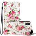 thumbnail image 1 of Nalacover Wallet Case for iPhone XS Max with Painting Pattern PU Leather Magnetic Kickstand Flip Folio Cover, Card Slots Holder Soft Silicone Shockproof Protective Case, Red Flower, 1 of 8