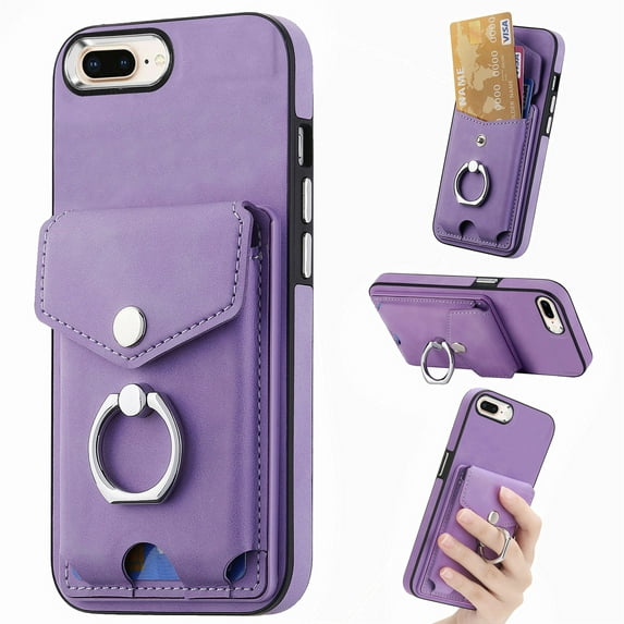 Nalacover Wallet Case for iPhone XS Max, Premium Leather Case with Card Holder, 360°Rotation Ring Kickstand, RFID Blocking Protective Magnetic Back Clsoure Case, Purple