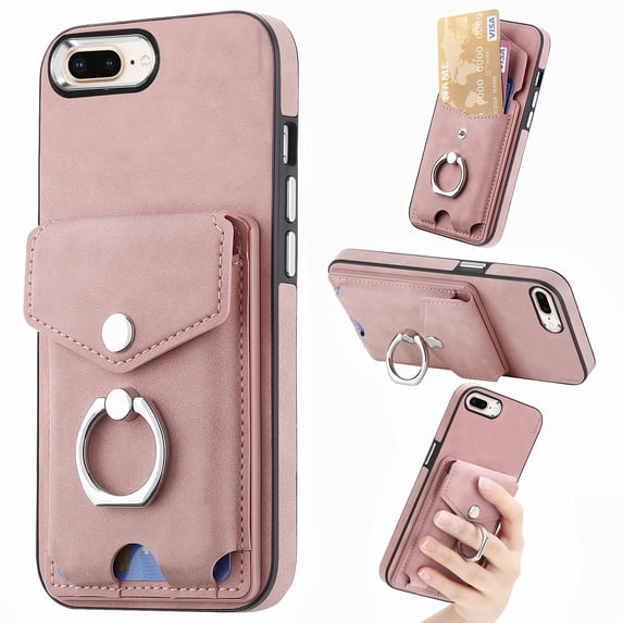 Nalacover Wallet Case for iPhone XS Max, Premium Leather Case with Card Holder, 360°Rotation Ring Kickstand, RFID Blocking Protective Magnetic Back Clsoure Case, Pink