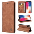thumbnail image 1 of Nalacover Wallet Case for iPhone XS / iPhone X - Flip Purse Case with Card Holder Kickstand Suction Cup, Premium Business PU Leather Shockproof Phone Cover for iPhone XS / iPhone X - Brown, 1 of 8