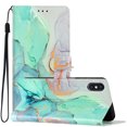 thumbnail image 1 of Nalacover Wallet Case for iPhone XS / iPhone X with Painting Pattern PU Leather Magnetic Kickstand Flip Folio Cover, Card Slots Holder Soft Silicone Shockproof Protective Case, Green Marble, 1 of 8