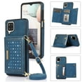 thumbnail image 1 of Nalacover Wallet Crossbody for Samsung Galaxy A12 5G Phone Case with Lanyard Strap Credit Card Holder, PU Leather Protective Handbag Purse Kickstand Bling Diamond Cover Women Girl, Blue, 1 of 10