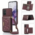 thumbnail image 1 of Nalacover Wallet Crossbody for Samsung Galaxy A51 4G Phone Case with Lanyard Strap Credit Card Holder, PU Leather Protective Handbag Purse Kickstand Bling Diamond Cover Women Girl, Wine Red, 1 of 10