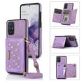 thumbnail image 1 of Nalacover Wallet Crossbody for Samsung Galaxy A51 4G Phone Case with Lanyard Strap Credit Card Holder, PU Leather Protective Handbag Purse Kickstand Bling Diamond Cover Women Girl, Purple, 1 of 10