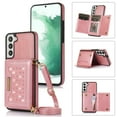 thumbnail image 1 of Nalacover Wallet Crossbody for Samsung Galaxy S22 Plus Phone Case with Lanyard Strap Credit Card Holder, PU Leather Protective Handbag Purse Kickstand Bling Diamond Cover Women Girl, Pink, 1 of 10