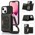 thumbnail image 1 of Nalacover Wallet Crossbody for iPhone 15 Phone Case with Lanyard Strap Credit Card Holder 6.1", PU Leather Protective Handbag Purse Kickstand Bling Diamond Cover Women Girl, Black, 1 of 10