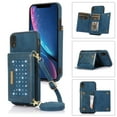 thumbnail image 1 of Nalacover Wallet Crossbody for iPhone XR Phone Case with Lanyard Strap Credit Card Holder, PU Leather Protective Handbag Purse Kickstand Bling Diamond Cover Women Girl, Blue, 1 of 10