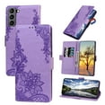 thumbnail image 1 of Nalacover Wallet For Samsung Galaxy S21 FE Case,Stylish Full Protection Embossed Lotus Pattern PU Leather Flip Kickstand Card Slots Shockproof Magnetic Cover with Wrist Strap.Purple, 1 of 7