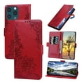 thumbnail image 1 of Nalacover Wallet For iPhone 13 Pro Max Case,Full Protection Embossed Lotus Pattern PU Leather Flip Kickstand Card Slots Shockproof Magnetic Cover with Wrist Strap.For iPhone 13 Pro Max,Red, 1 of 8
