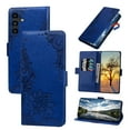 thumbnail image 1 of Nalacover Wallet For Samsung Galaxy A33 5G Case,Stylish Full Protection Embossed Lotus Pattern PU Leather Flip Kickstand Card Slots Shockproof Magnetic Cover with Wrist Strap.Darkblue, 1 of 11