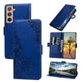 thumbnail image 1 of Nalacover Wallet For Samsung Galaxy S22 Case,Full Protection Embossed Lotus Pattern PU Leather Flip Kickstand Card Slots Shockproof Magnetic Cover with Wrist Strap.For Samsung Galaxy S22,Darkblue, 1 of 8