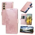 thumbnail image 1 of Nalacover Wallet For Samsung Galaxy S22 Plus Case,Full Protection Embossed Lotus Pattern PU Leather Flip Kickstand Card Slots Shockproof Magnetic Cover+Wrist Strap.For Samsung Galaxy S22 Plus,Rosegold, 1 of 8