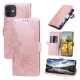 thumbnail image 1 of Nalacover Wallet For iPhone 12/iPhone 12 Pro Case,Stylish Full Protection Embossed Lotus Pattern PU Leather Flip Kickstand Card Slots Shockproof Magnetic Cover with Wrist Strap.Rosegold, 1 of 6