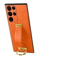 thumbnail image 1 of Nalacover Wristband Case for Samsung Galaxy S24 Plus with Ring Wrist Hand Strap, Metallic Premium PU Leather Slim TPU Bumper Shockproof Lens Protection for Galaxy S24 Plus Phone Case, Orange, 1 of 10