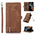 thumbnail image 1 of Nalacover Zipper Wallet Case for Google Pixel 8 Pro, Crossbody Purse Case with Card Holder Lanyard Wrist Hand Strap, Premium PU Leather Flip Kickstand Shockproof Magnetic Buckle Cover, Brown, 1 of 8