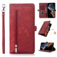 thumbnail image 1 of Nalacover Zipper Wallet Case for Google Pixel 9 / 9 Pro, Crossbody Purse Case with Card Holder Lanyard Wrist Hand Strap, Premium PU Leather Flip Kickstand Shockproof Magnetic Buckle Cover, Red, 1 of 8