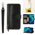 thumbnail image 1 of Nalacover Zipper Wallet Case for Samsung Galaxy A12 5G, Detachable Shoulder Strap Crossbody Luxury PU Leather Wrist Strap Handbag Magnetic Clasp Cover with Kickstand Card Slots Holder Case, Black, 1 of 8