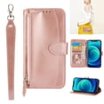 thumbnail image 1 of Nalacover Zipper Wallet Case for Samsung Galaxy S22 Plus, Detachable Shoulder Strap Crossbody Luxury PU Leather Wrist Strap Handbag Magnetic Clasp Cover with Kickstand Card Slots Holder Case, Rosegold, 1 of 8