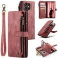 thumbnail image 1 of Nalacover Zipper Wallet Case for Samsung Galaxy S23 Ultra, Premium PU Leather Wrist Hand Strap Card Slots Holder Flip Folio Cover with Magnetic Suction Kickstand Large Capacity Shockproof Case,Red, 1 of 9