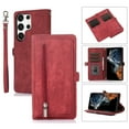 thumbnail image 1 of Nalacover Zipper Wallet Case for Samsung Galaxy S24 Ultra, Crossbody Purse Case with Card Holder Lanyard Wrist Hand Strap, Premium PU Leather Flip Kickstand Shockproof Magnetic Buckle Cover, Red, 1 of 10