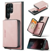 Nalacover Zipper Wallet Case for Samsung Galaxy S25 Ultra, Shockproof PU Leather Detachable Card Slots Holder Cash Pocket Slim Cover with Kickstand Magnetic Lens Protective Case, Pink