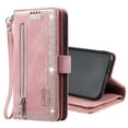 thumbnail image 1 of Nalacover Zipper Wallet Case For iPhone 11 Pro Max,360 Protection Luxury PU Leather Flip 9 Credit Card Slots and 2 Cash Pockets Holder Magnetic Shockproof Cover with Detachable Wrist Strap,Rosegold, 1 of 11