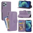 thumbnail image 1 of Nalacover Zipper Wallet Case for iPhone 11 Pro Max, Detachable Shoulder Strap Crossbody Luxury PU Leather Wrist Strap Handbag Magnetic Clasp Cover with Kickstand Card Slots Holder Case,Purple, 1 of 10