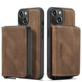 thumbnail image 1 of Nalacover Zipper Wallet Case for iPhone 14 Plus, Soft Silicone Shockproof PU Leather Detachable Card Slots Holder Cash Pocket Slim Cover with Kickstand Magnetic Lens Protective Case, Brown, 1 of 8