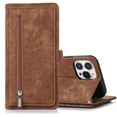 thumbnail image 1 of Nalacover Zipper Wallet Case for iPhone 14 Pro Max, Wrist Hand Strap Lanyard Crossbody Premium PU Leather + Soft TPU Magnetic Buckle Flip Cover with Card Slots Holder Kickstand Case, Brown, 1 of 8