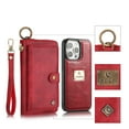 thumbnail image 1 of Nalacover Zipper Wallet Case for iPhone 15 Pro, 2 in 1 Design Luxury PU Leather Soft Silicone Wrist Strap Handbag Flip Cover with Card Slots Holder Hand Rope Buckle Magnetic Case, Red, 1 of 11