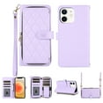 thumbnail image 1 of Nalacover for iPhone 11 6.1 inch Premium PU Leather Crossbody Case with Shoulder Strap & Wrist Strap,Shockproof Magnetic Flip Kickstand Credit Card Slots Zipper Wallet Phone Case,Purple, 1 of 12