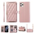 thumbnail image 1 of Nalacover for iPhone 11 Pro Max 6.5 inch Premium PU Leather Crossbody Case with Shoulder Strap & Wrist Strap,Shockproof Magnetic Flip Kickstand Credit Card Slots Zipper Wallet Phone Case,Rosegold, 1 of 12
