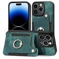 thumbnail image 1 of Nalacover For iPhone 11 Pro Max Case Ring Holder Kickstand with Credit Card Holder, Back Flip Premium Leather Magnetic Clasp Removable Wirst Hand Strap Cover For iPhone 11 Pro Max, Green, 1 of 14