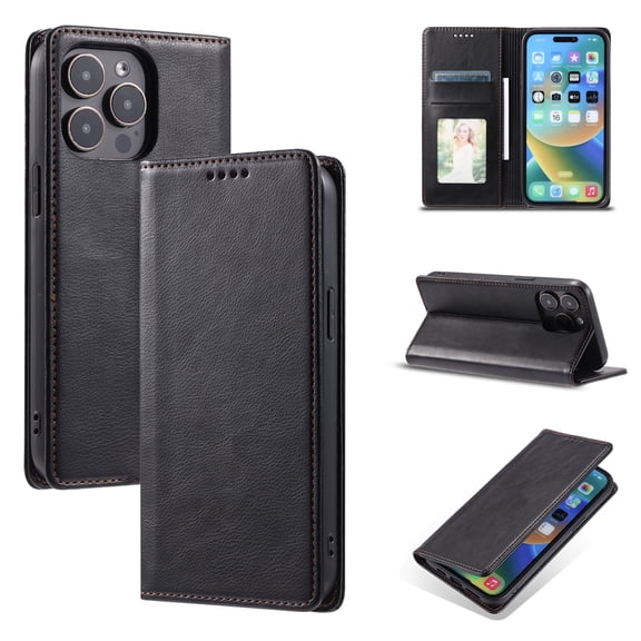 Nalacover for iPhone 11 Pro Max Wallet Case, Vintage PU Leather Book Folding Folio Case with Credit Card Slots Hidden Magnetic Closure Flip Kickstand Shockproof Slim Phone Case,Black