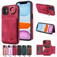 thumbnail image 1 of Nalacover for iPhone 11 Ring Holder Wallet Case with Kickstand Magnetic Clasp, Credit Card Slots Holder Premium PU Leather Purse Cover, TPU Bumper Shockproof Anti-Scratches Case,Red, 1 of 17