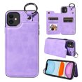thumbnail image 1 of Nalacover for iPhone 11 Wallet Case with Card Slots & Metal Finger Ring, Durable PU Leather Back Double Magnetic Botton Flip Kickstand Purse Shockproof Phone Case,Purple, 1 of 10