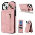 thumbnail image 1 of Nalacover for iPhone 11 , Wallet with RFID Credit Card Holder and Zipper Pocket,Drop Protection Flip Cover Ring Holder Kickstand with Double Magnetic Clasp For iPhone 11 , Pink, 1 of 12