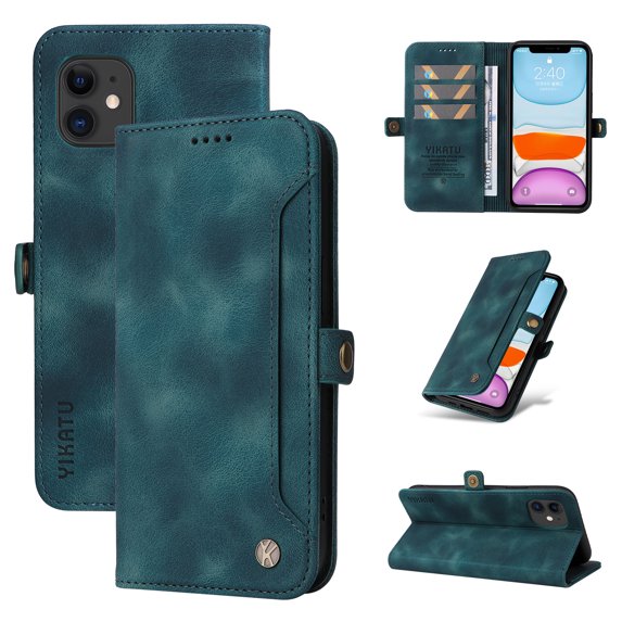 Nalacover For iPhone 11 Wallet case 【RFID Blocking】【Slide Pocket Slot】,Credit Card Holder Flip Folio Book PU Leather Protective Cover Women Men For iPhone 11 - 6.1", Blue