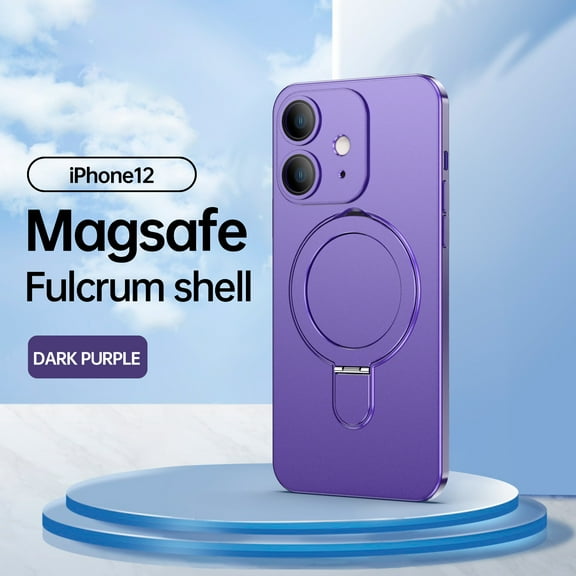 Nalacover for iPhone 12 Invisible Stand Magnetic Case for Women Men,Compatible with MagSafe Charger,Shockproof Slim Support Car Mount Phone Case with All-inclusive Camera Lens Film,Darkpurple