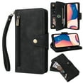 thumbnail image 1 of Nalacover For iPhone 12 Pro / 12 Zipper Wallet Case,360 Protection Stylish PU Leather Shockproof Magnetic Flip Holder 6 Card Slots and 2 Cash Pockets Cover with Detachable Wrist Strap,Black, 1 of 13